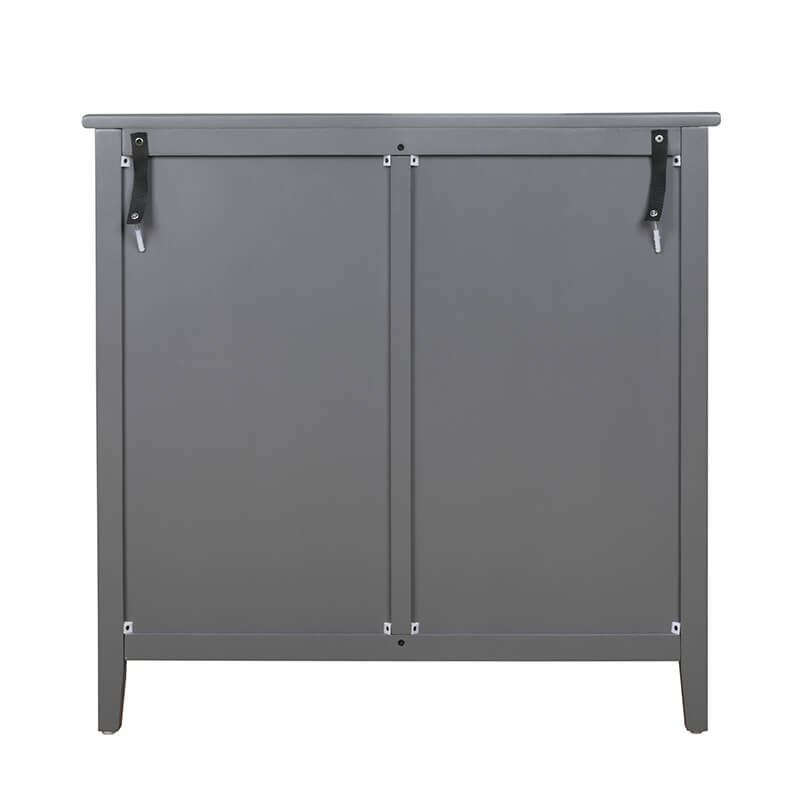 31.5" Gray Rattan Cabinet with Semicircle Doors