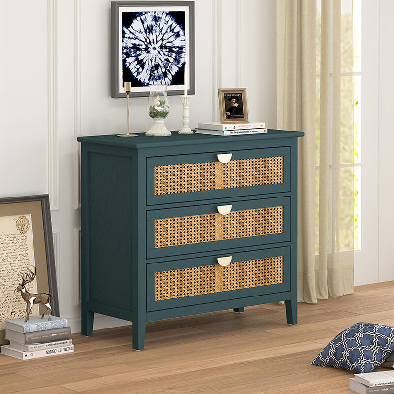 Cabinet with 3 Drawers and Metal Handle