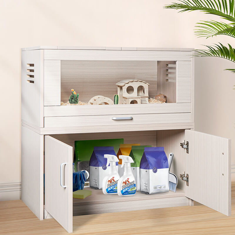 31.5" Hamster Wooden Cage with Storage Cabinet