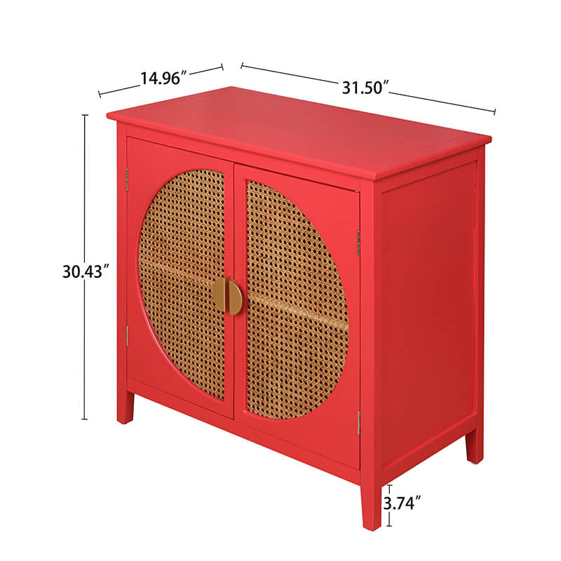 31.5" Red Rattan Cabinet 