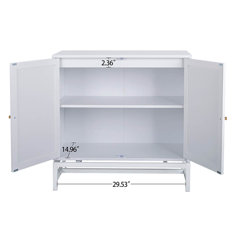 31.5" White 2-Door Rattan Cabinet - Set of 2