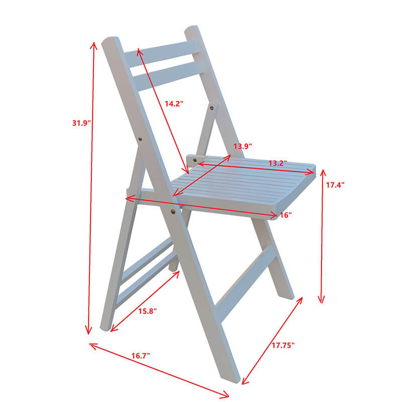 31.9 White Slatted Wood Folding Event Chair - Set of 4