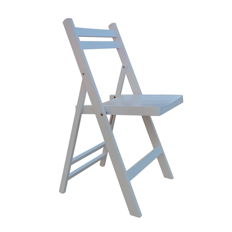 31.9 White Slatted Wood Folding Event Chair - Set of 4