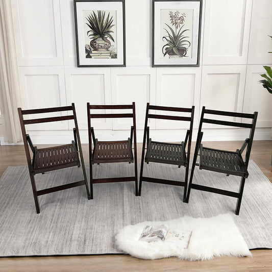 31" Cherry Slatted Wood Folding Event Chair - Set of 4