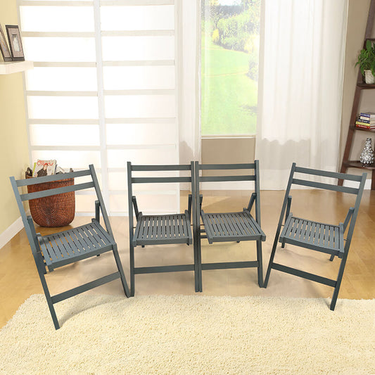 31 Gray Slatted Wood Folding Event Chair - Set of 4