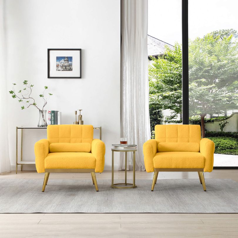 yellow living room reading chair