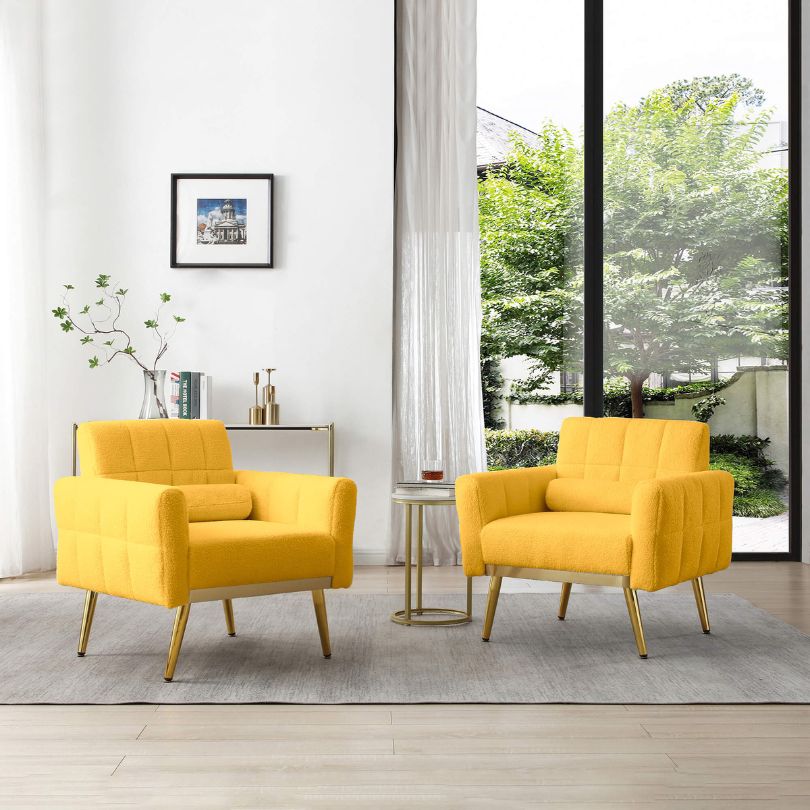 yellow living room reading chair