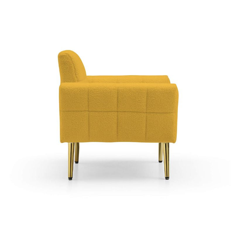 yellow living room reading chair