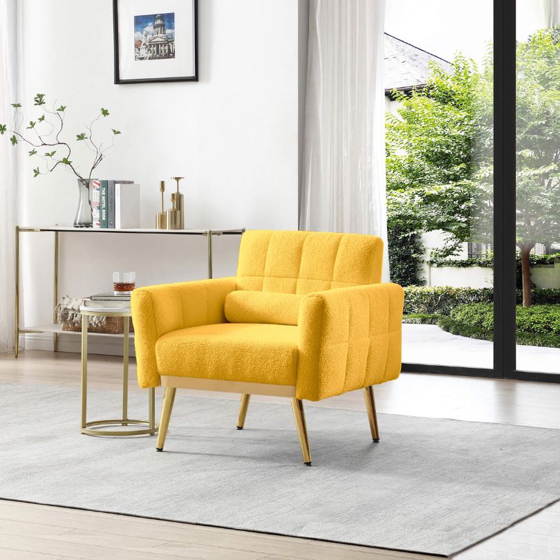 yellow living room reading chair