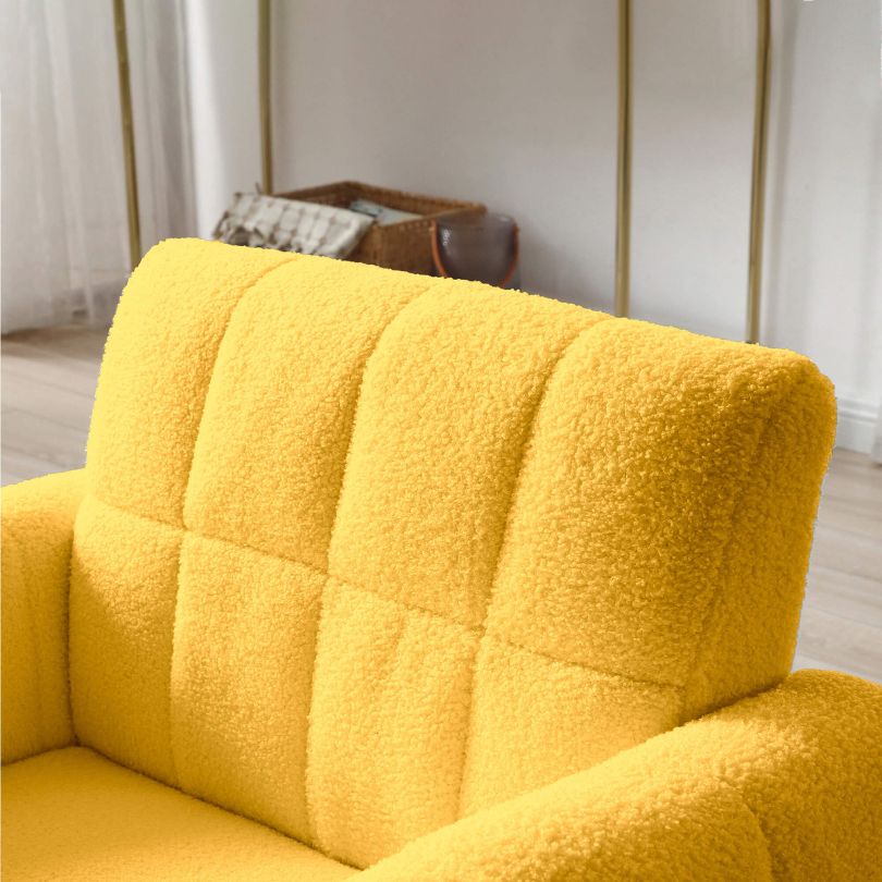 31" Mid-century Accent Armchair with Waist Pillow - Yellow Teddy Fabric