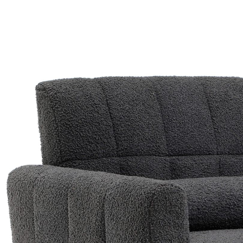 31" Modern Accent Armchair with Waist Pillow - Gray Teddy Fabric