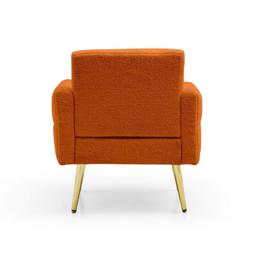 31" Modern Tufted Accent Chair with Waist Pillow - Orange Teddy Fabric