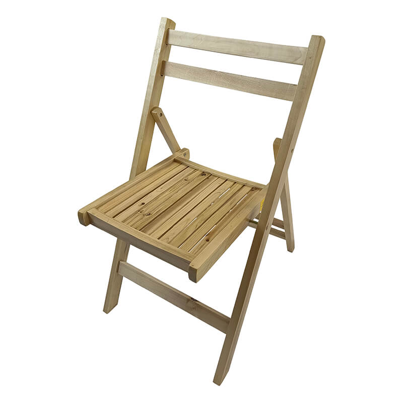 31" Natural-Wood Slatted Folding Event Chair - Set of 4