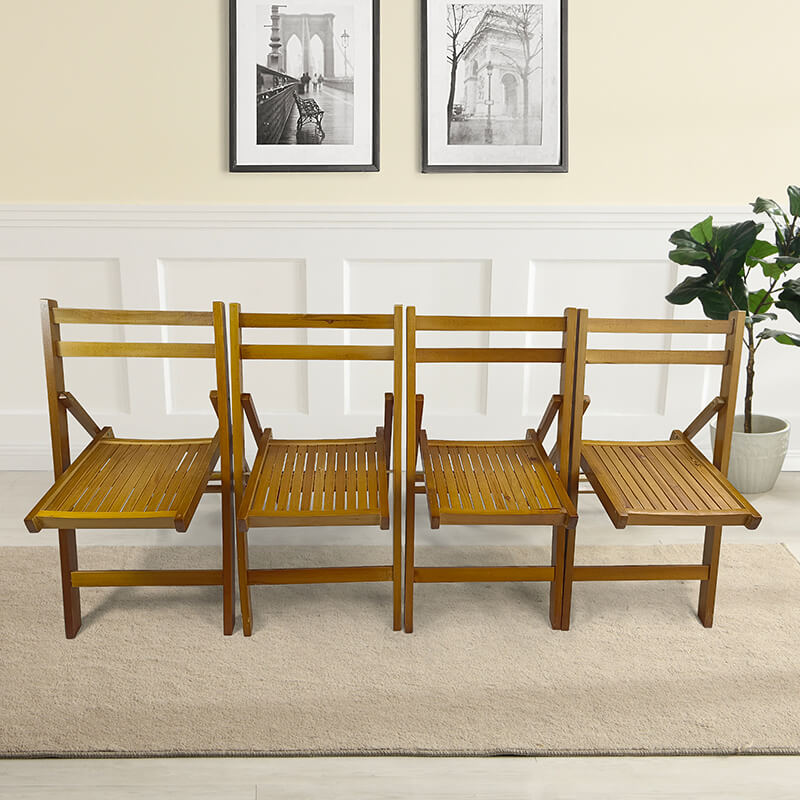 31" Teak Slatted Wood Folding Event Chair - Set of 4