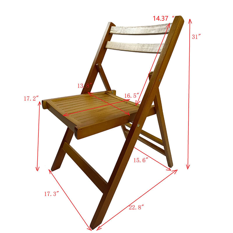 31" Teak Slatted Wood Folding Event Chair - Set of 4