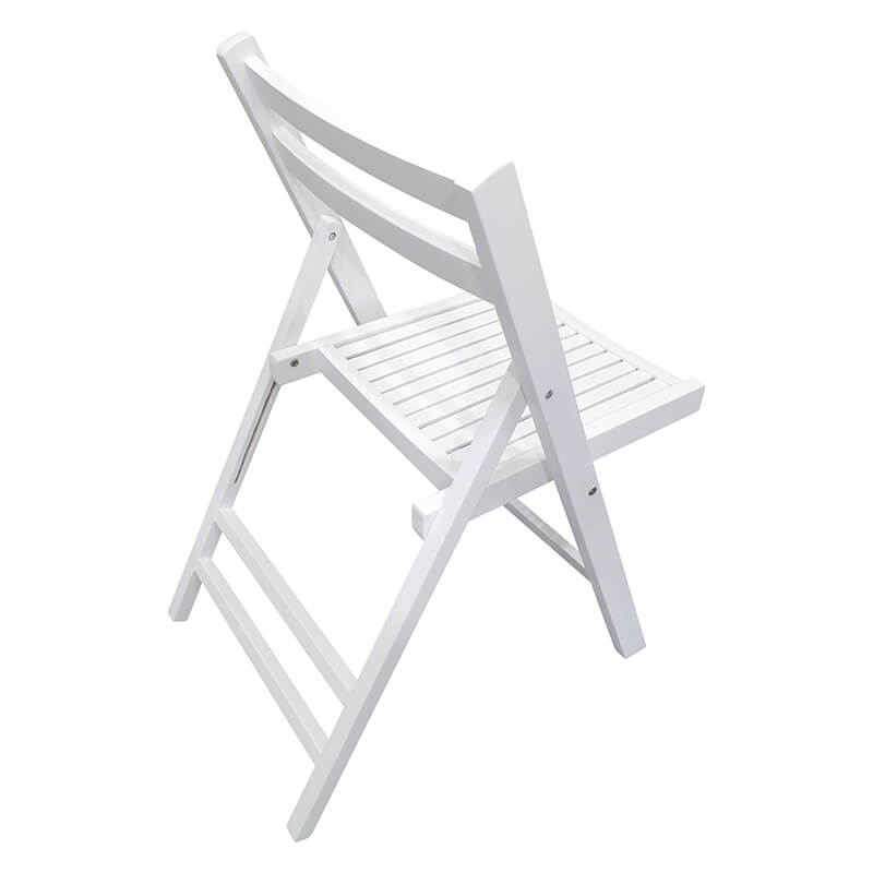 31 White Slatted Wood Folding Event Chair - Set of 4