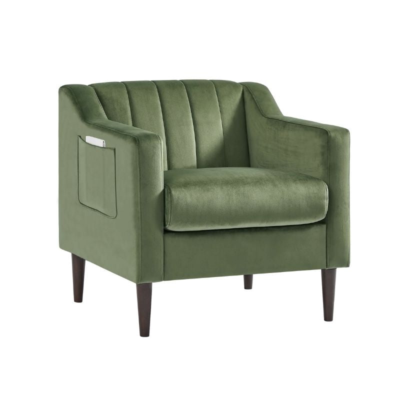 32" Modern Tufted Green Barrel Club Accent Chair