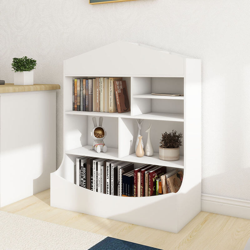 32" Multi-Functional White Kids Bookcase with 4 Tiers