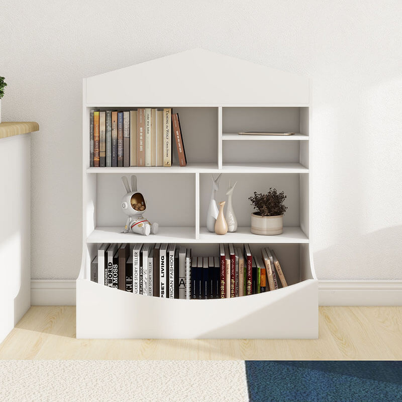 32 Multi-Functional White Kids Bookcase with 4 Tiers