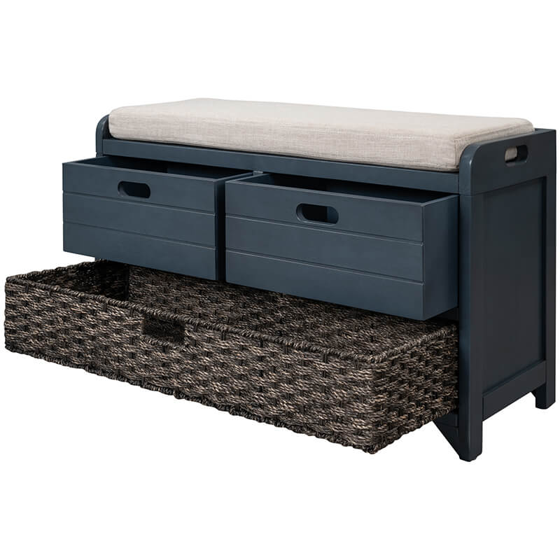 Blue Entryway Bench with Storage