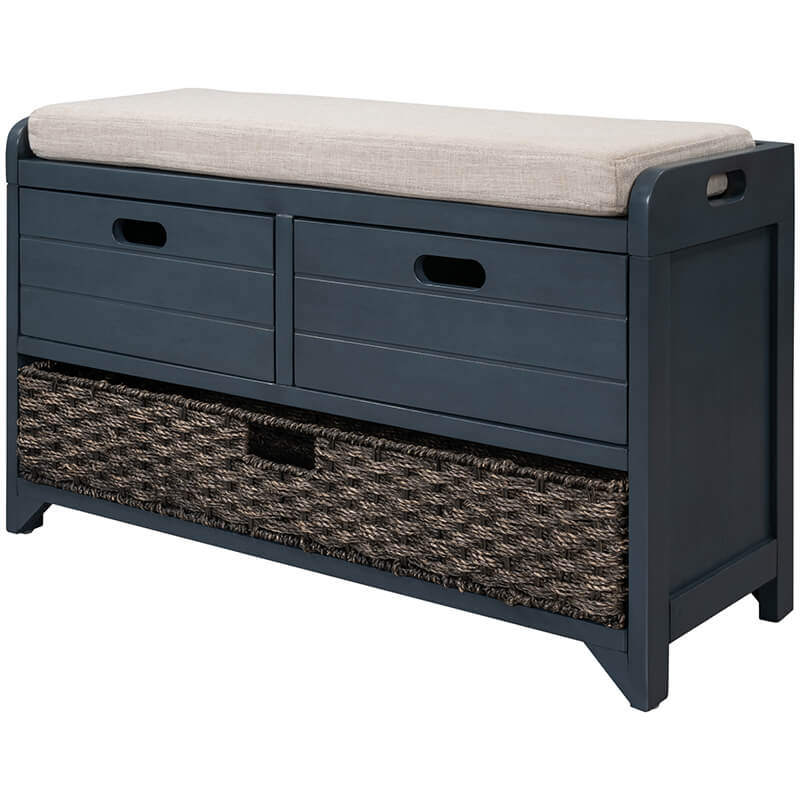 Blue Entryway Bench with Storage