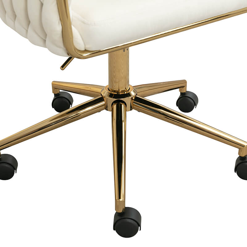 33.46" Modern Beige Velvet Home Office Chair - Adjustable Height & Adjustable Casters