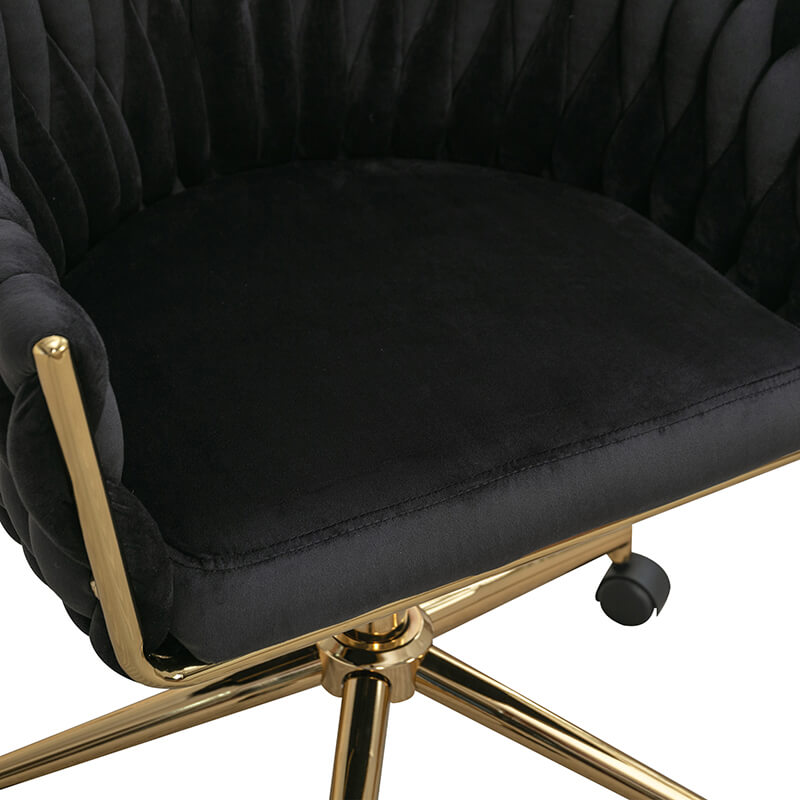 33.46" Modern Black Velvet Home Office Chair - Adjustable Height & Adjustable Casters