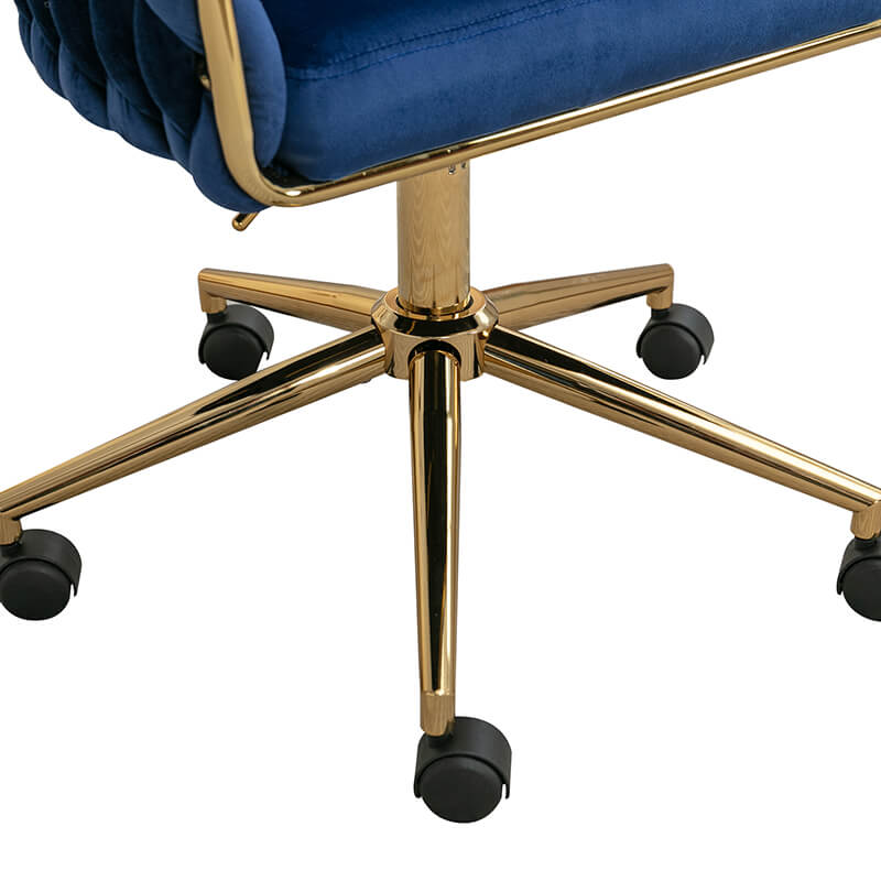 33.46" Modern Blue Velvet Home Office Chair - Adjustable Height & Adjustable Casters