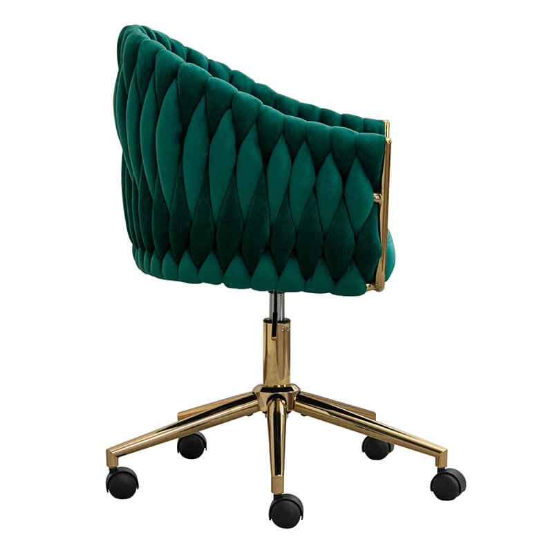 33.46" Modern Green Velvet Home Office Chair - Adjustable Height & Adjustable Casters