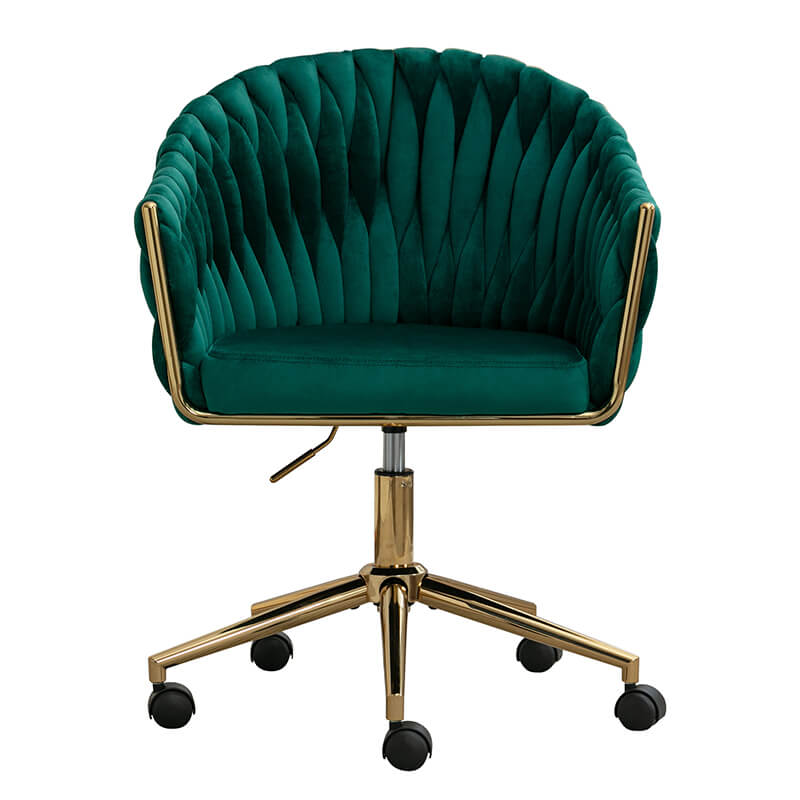 33.46" Modern Green Velvet Home Office Chair - Adjustable Height & Adjustable Casters