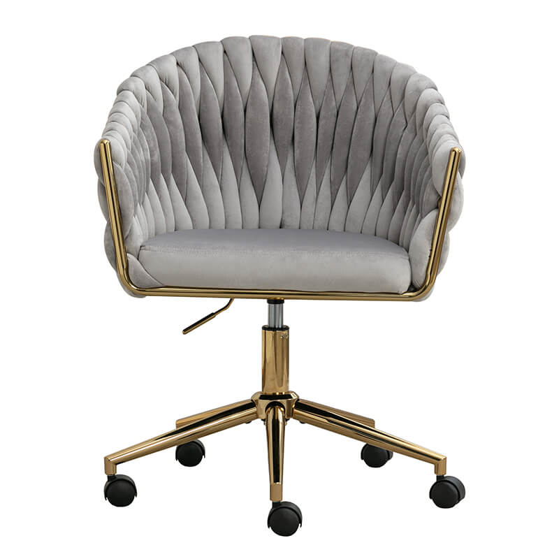 33.46" Modern Grey Velvet Home Office Chair - Adjustable Height & Adjustable Casters