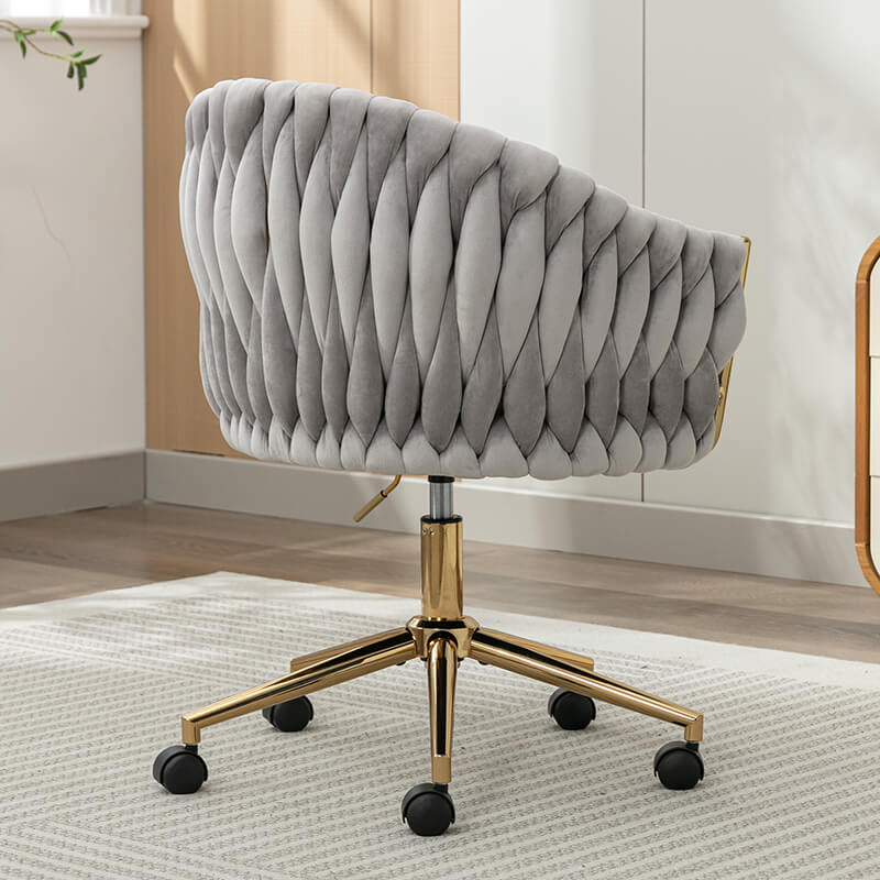 33.46" Modern Grey Velvet Home Office Chair - Adjustable Height & Adjustable Casters