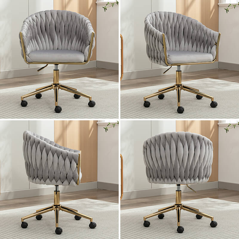 33.46" Modern Grey Velvet Home Office Chair - Adjustable Height & Adjustable Casters