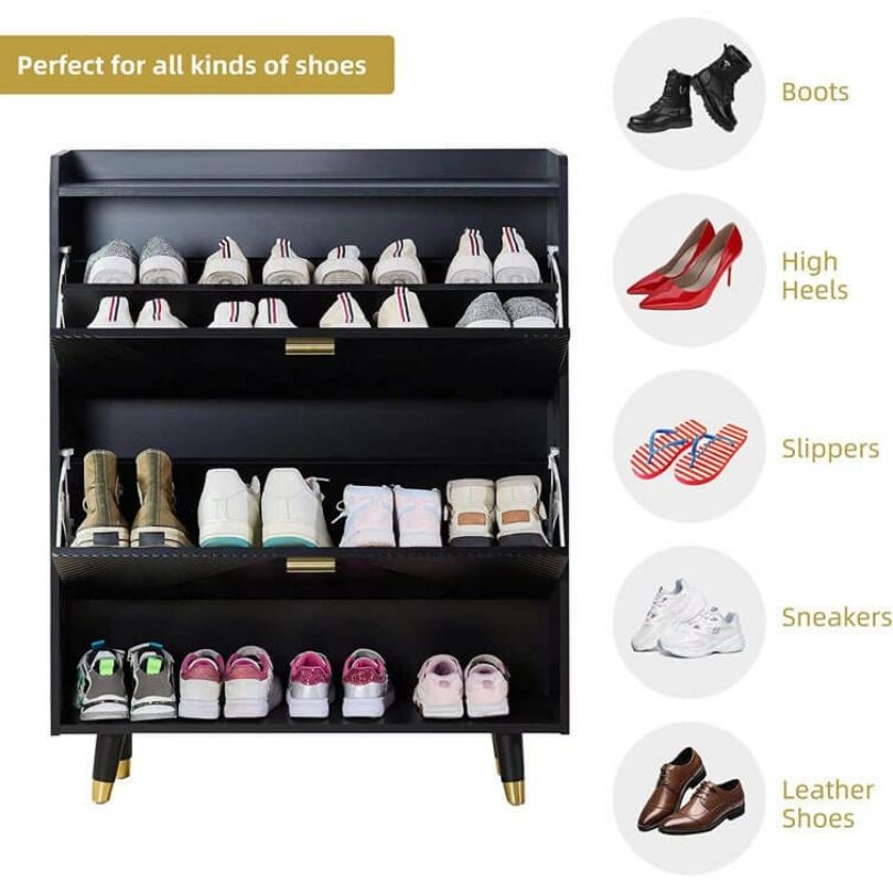 33" Modern Entryway Shoe Storage Cabinet with 2 Flip Drawers