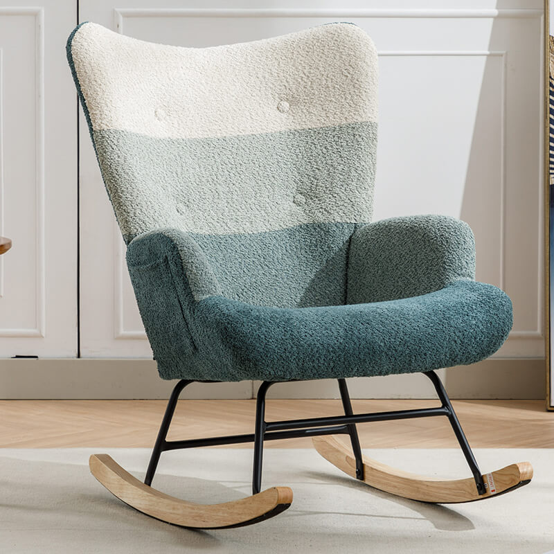 33" Modern Teddy Accent Rocking Chair with Wooden Legs