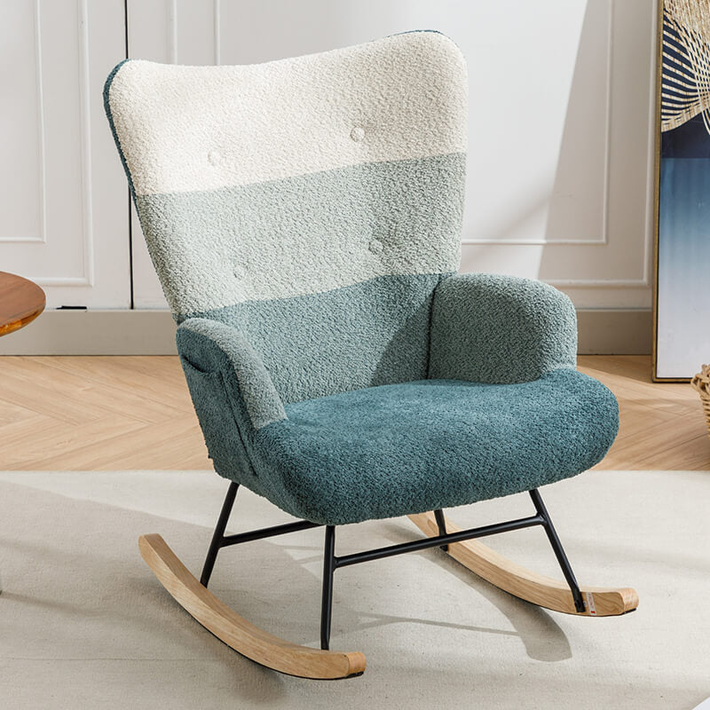 33" Modern Teddy Accent Rocking Chair with Wooden Legs