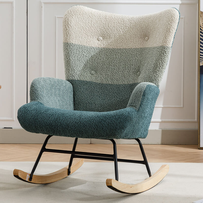 33" Modern Teddy Accent Rocking Chair with Wooden Legs