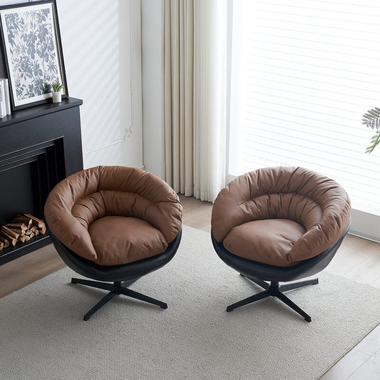 33" Swivel Barrel Two-Tone Accent Chair with Plump Seat - Brown & Black