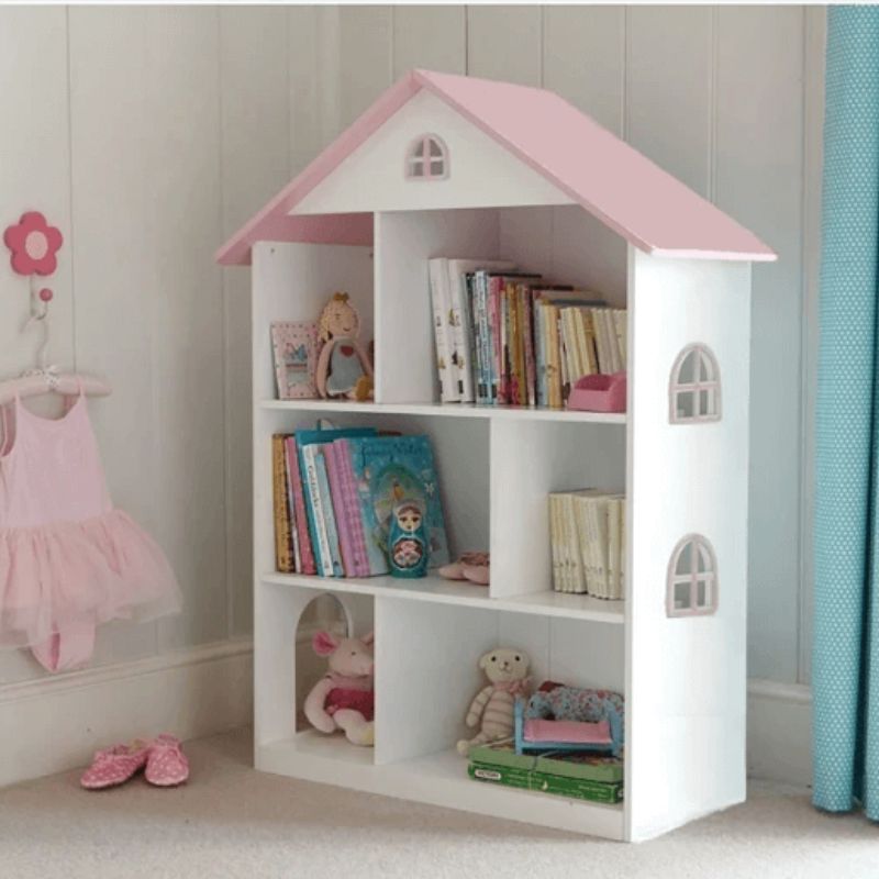 33" Veronica Girls Pink Roof Dollhouse Bookcase