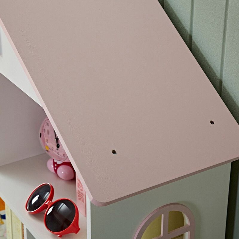 33" Veronica Girls Pink Roof Dollhouse Bookcase