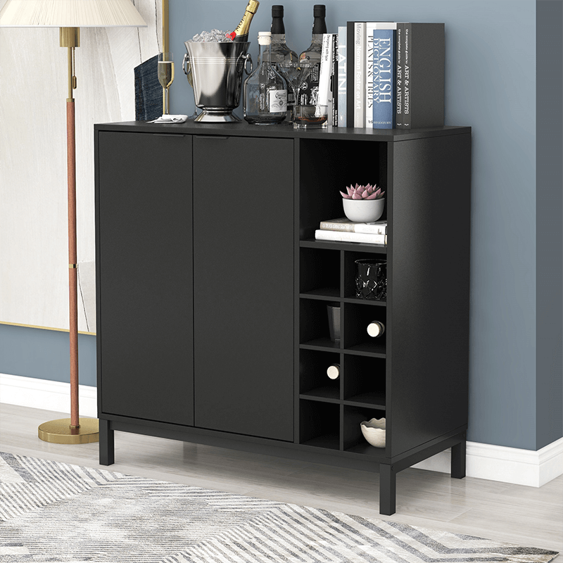 34" Modern Black Sideboard Buffet Cabinet with Storage