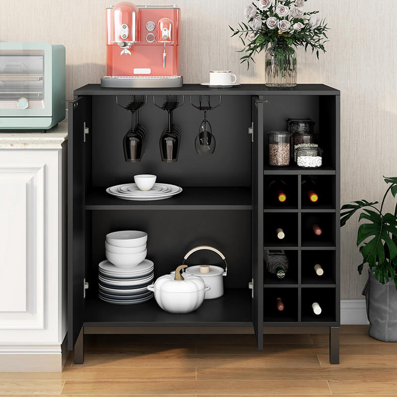 34" Modern Black Sideboard Buffet Cabinet with Storage