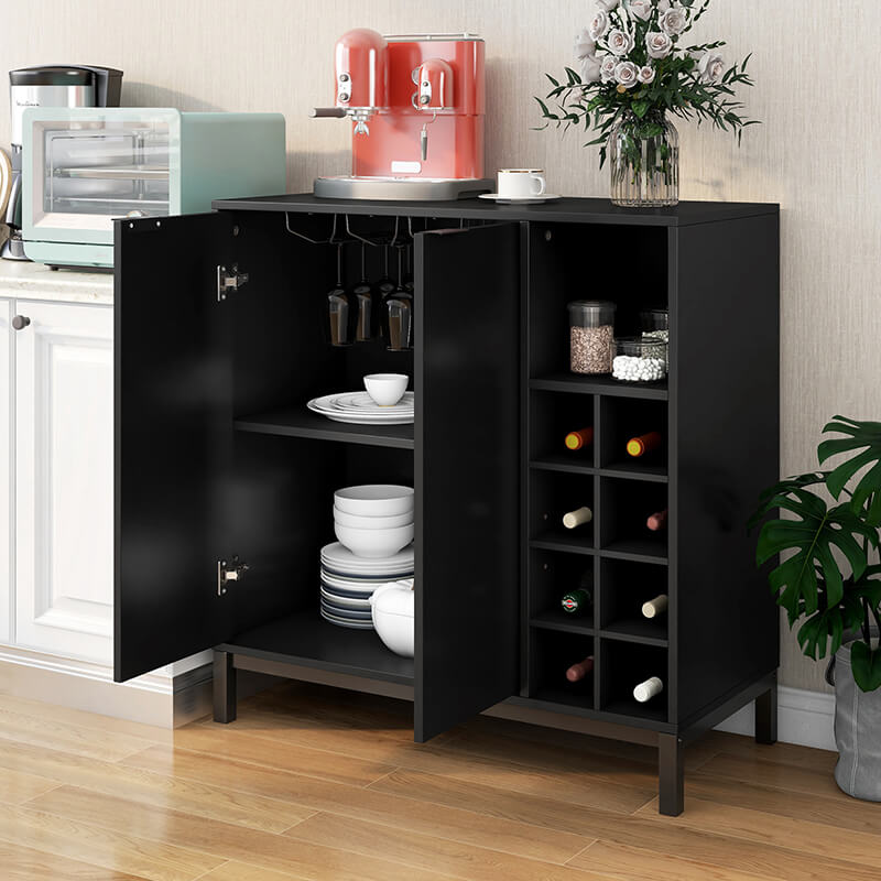 34" Modern Black Sideboard Buffet Cabinet with Storage