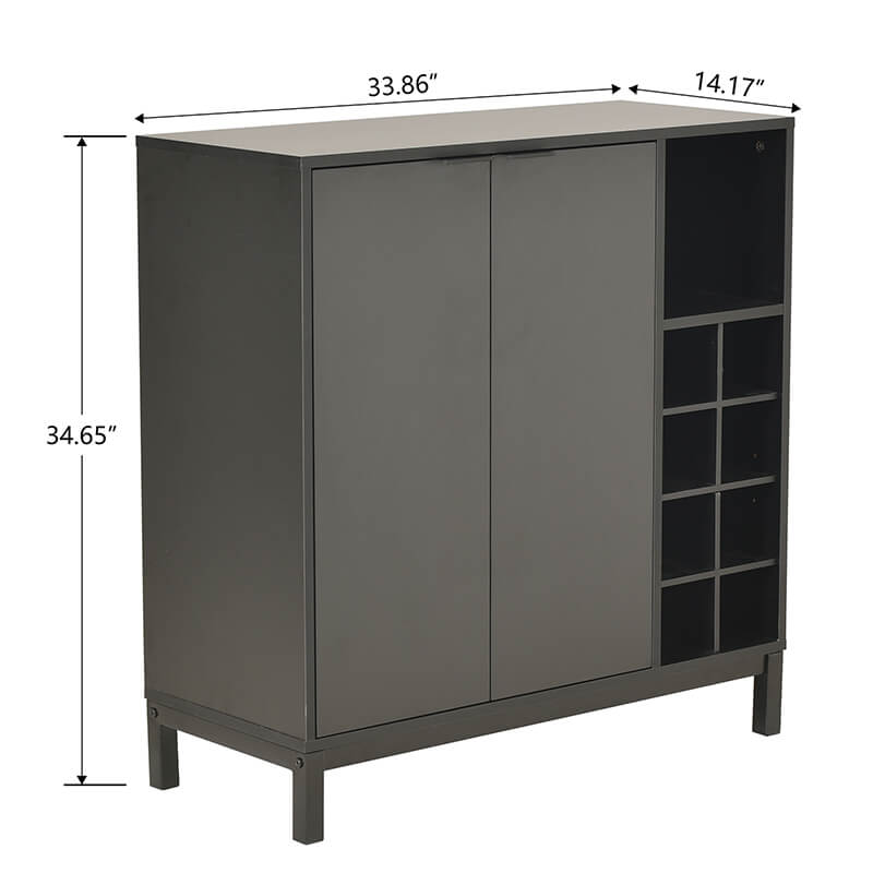 34" Modern Black Sideboard Buffet Cabinet with Storage