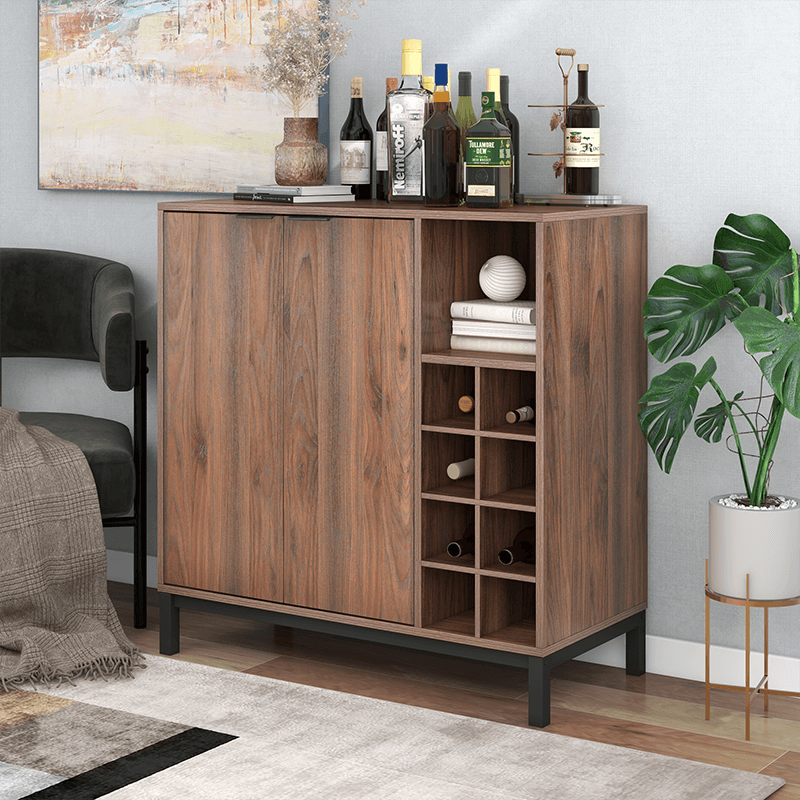 34" Modern Brown Sideboard Buffet Cabinet with Storage