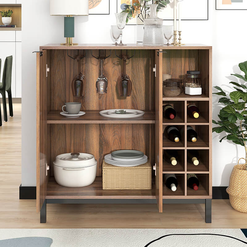 34" Modern Brown Sideboard Buffet Cabinet with Storage