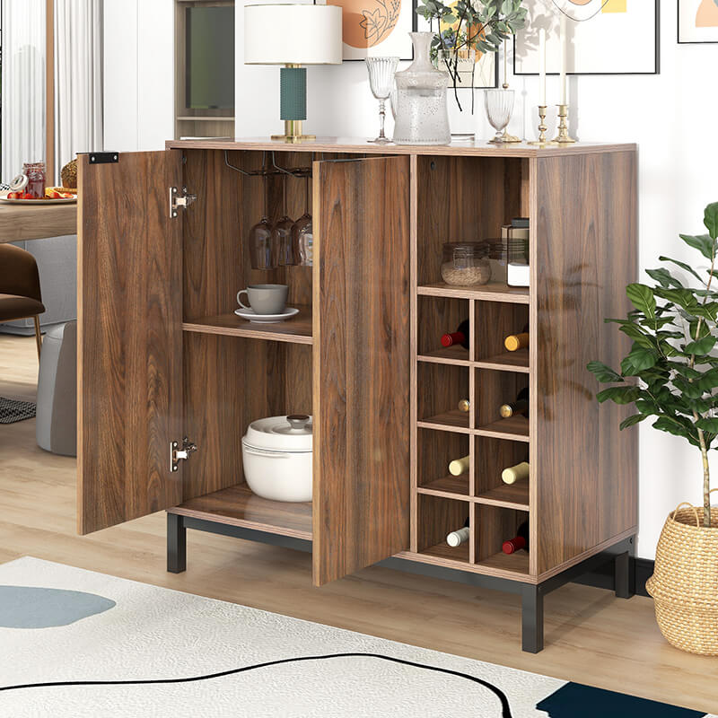 34" Modern Brown Sideboard Buffet Cabinet with Storage