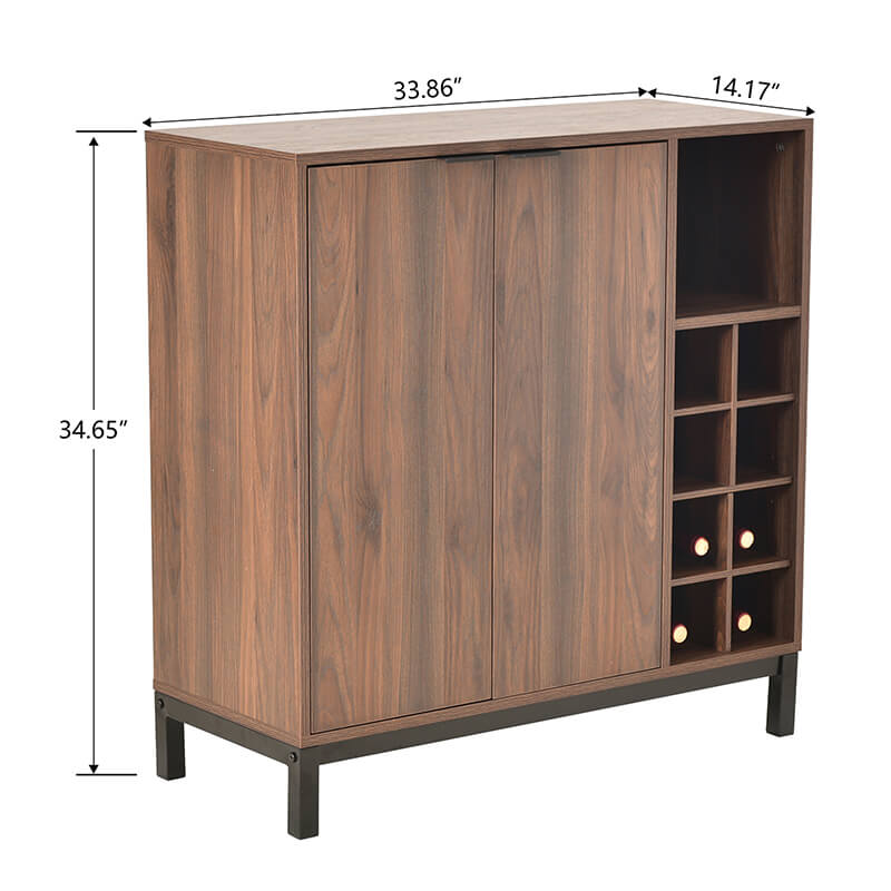 34" Modern Brown Sideboard Buffet Cabinet 