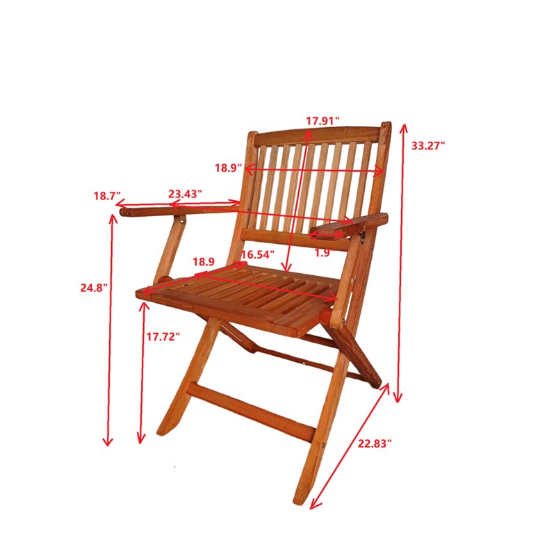 35.83" Teak Foldable Patio Dining Chair Set - 4 Folding Chairs