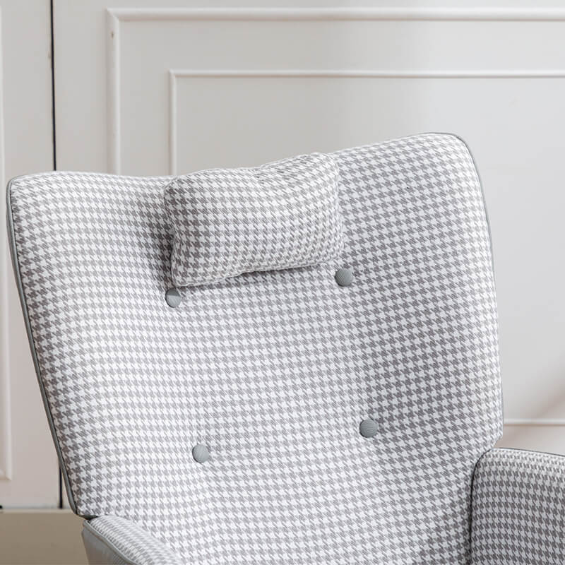 35.5" Light Gray Houndstooth Fabric Leather Rocking Chair 